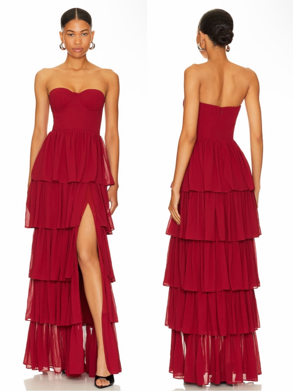 Lovers and Friends Hattie Strapless Tiered Ruffle Maxi Dress Size Small